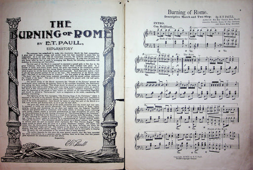 The Burning of Rome March Twostep Vintage Sheet Music 1903 Paull Pioneer Music 2