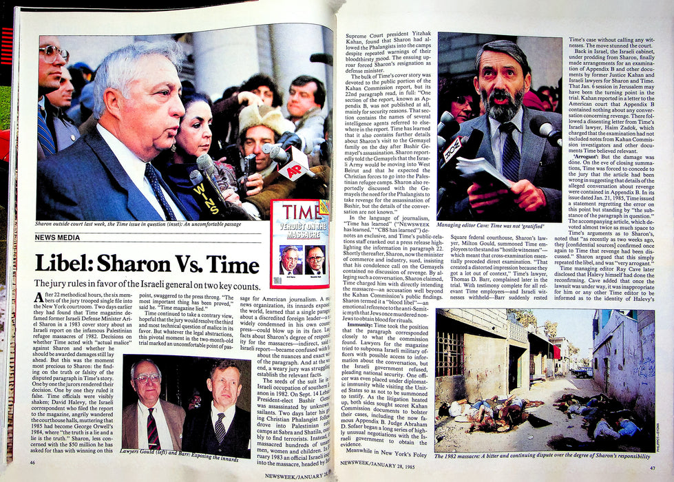 Newsweek Magazine January 28 1985 Reagan Inauguration Israel Sharon Sues Time 3