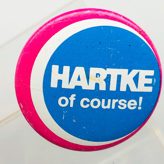 Hartke Of Course Button Pin 1.25" Indiana Senator Presidential Campaign Pink 2