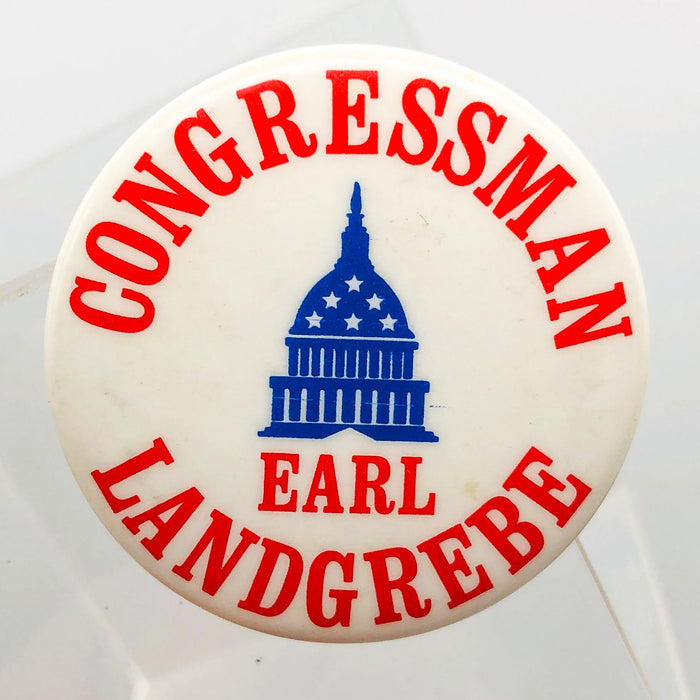 Earl Landgrebe Button 1.5" Pinback US Congressman Nixon Defender Watergate 3