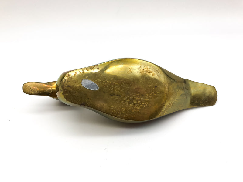 Vintage Solid Brass Duck Figurine Statue Mid Century Modern 8.5in x 3.25in