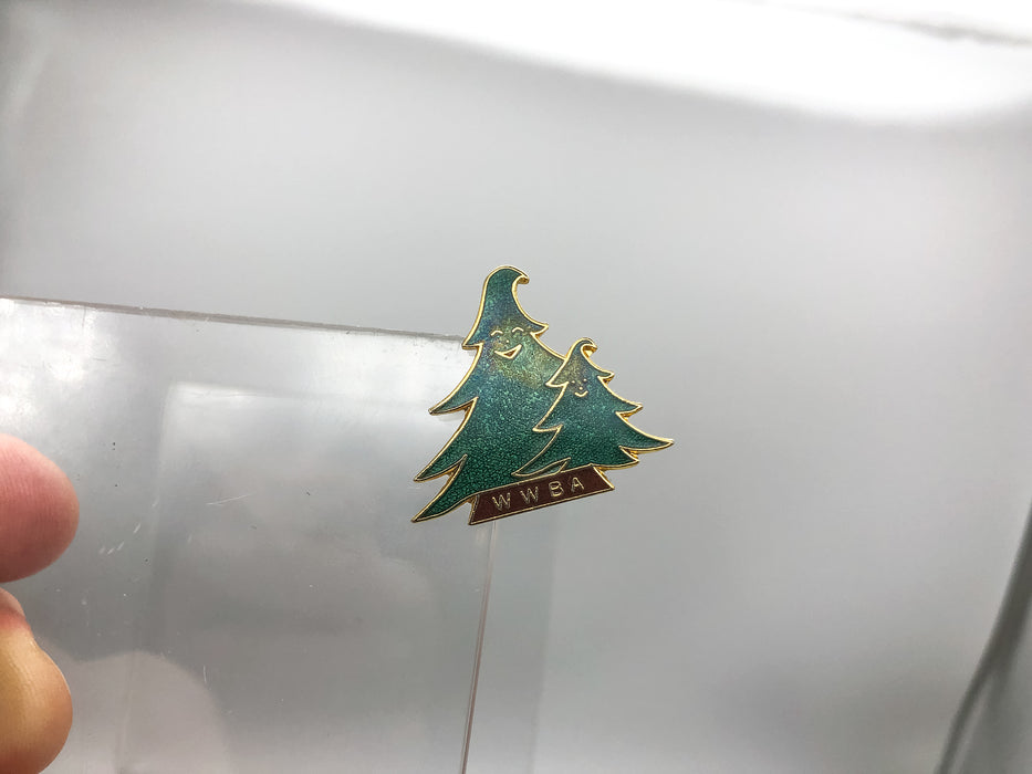 Womens Bowling Association Lapel Pin Wisconsin WWBA Green Pine Trees Pinback