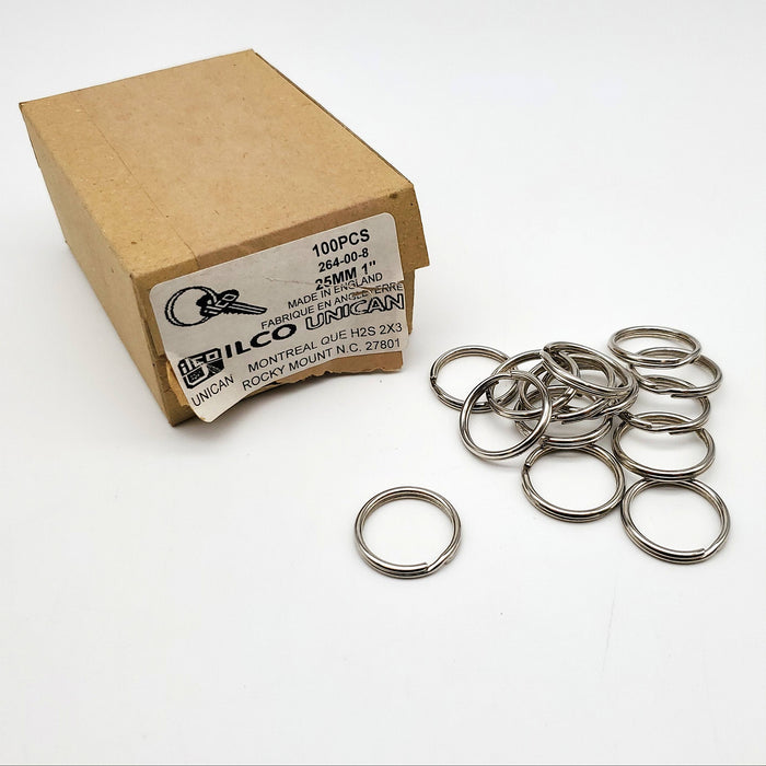 100x Ilco Split Key Ring 1" 25MM 264-00-8 UK Made Vintage NOS