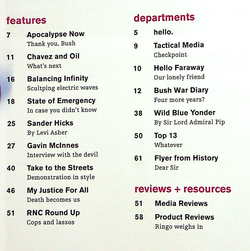 Lumpen Magazine 2004 Vol 13 Issue 12 Sander Hicks, Chavez & Oil, Gavin McInnes 2