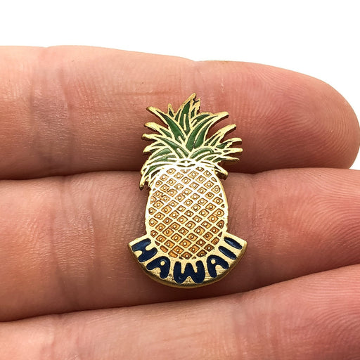 Hawaii Pineapple Lapel Pin State Fruit of Hawaii Gold Color Border 1