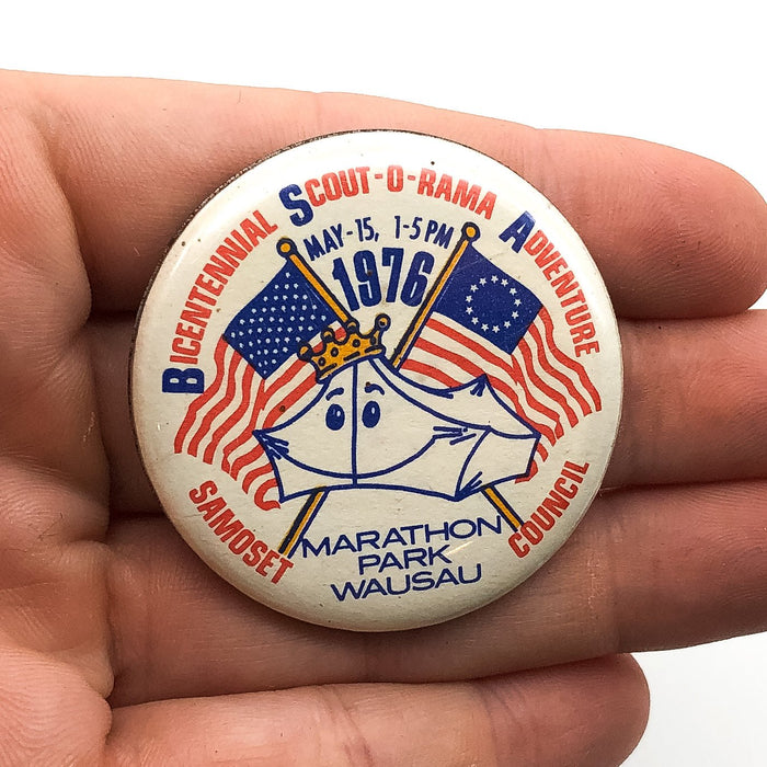 Samoset Council Scout-O-Rama Button Pinback 1976 Bicentennial Adventure 2