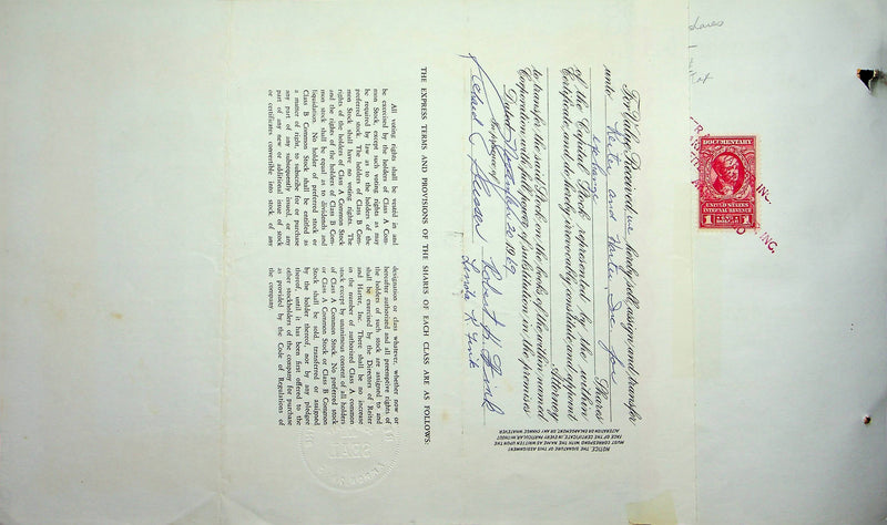 Reiter Dairy Company Stock Certificate Bond Scripophilly Akron Ohio 1966 No 281