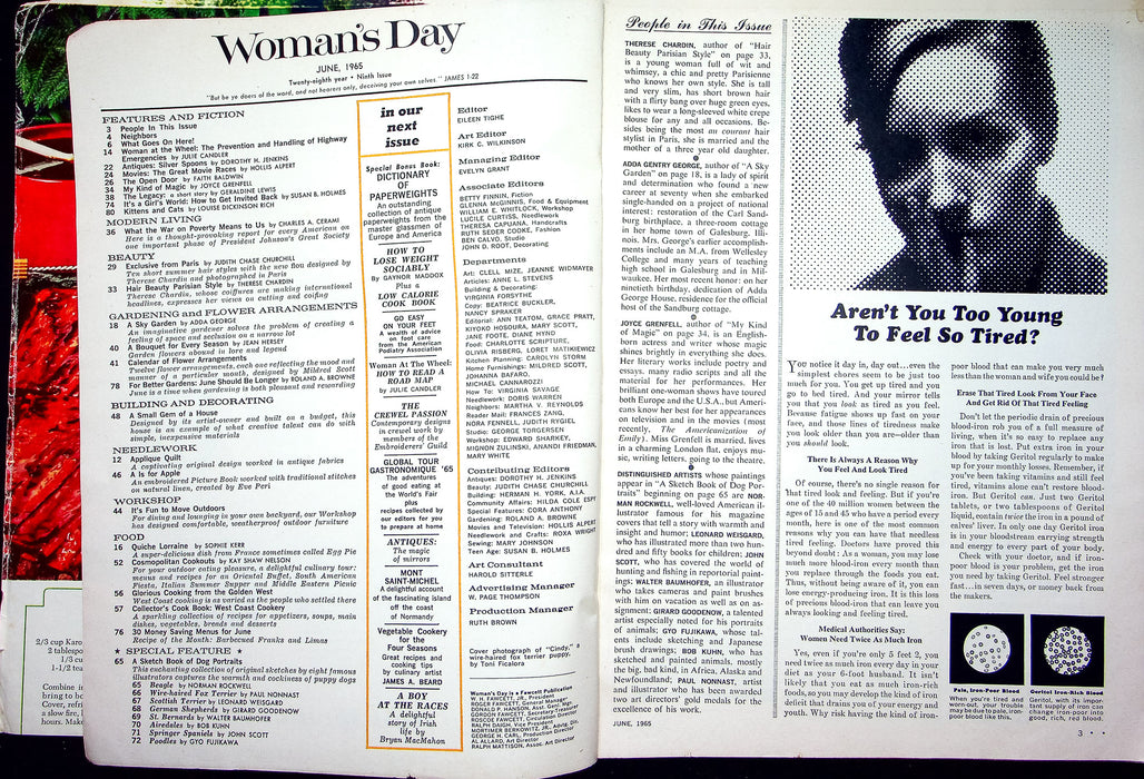 Womans Day Magazine June 1965 Short Hairstyles Silver Spoon Antiques USMC Band