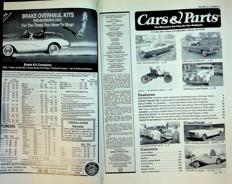 Cars & Parts Magazine July 1988 Vol 31 No 7 Buick's 1940 Limited Phaeton