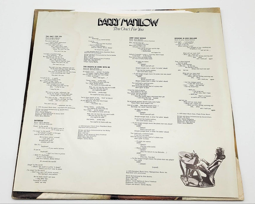 Barry Manilow This One's For You LP Record Arista 1976 AL 4090 7