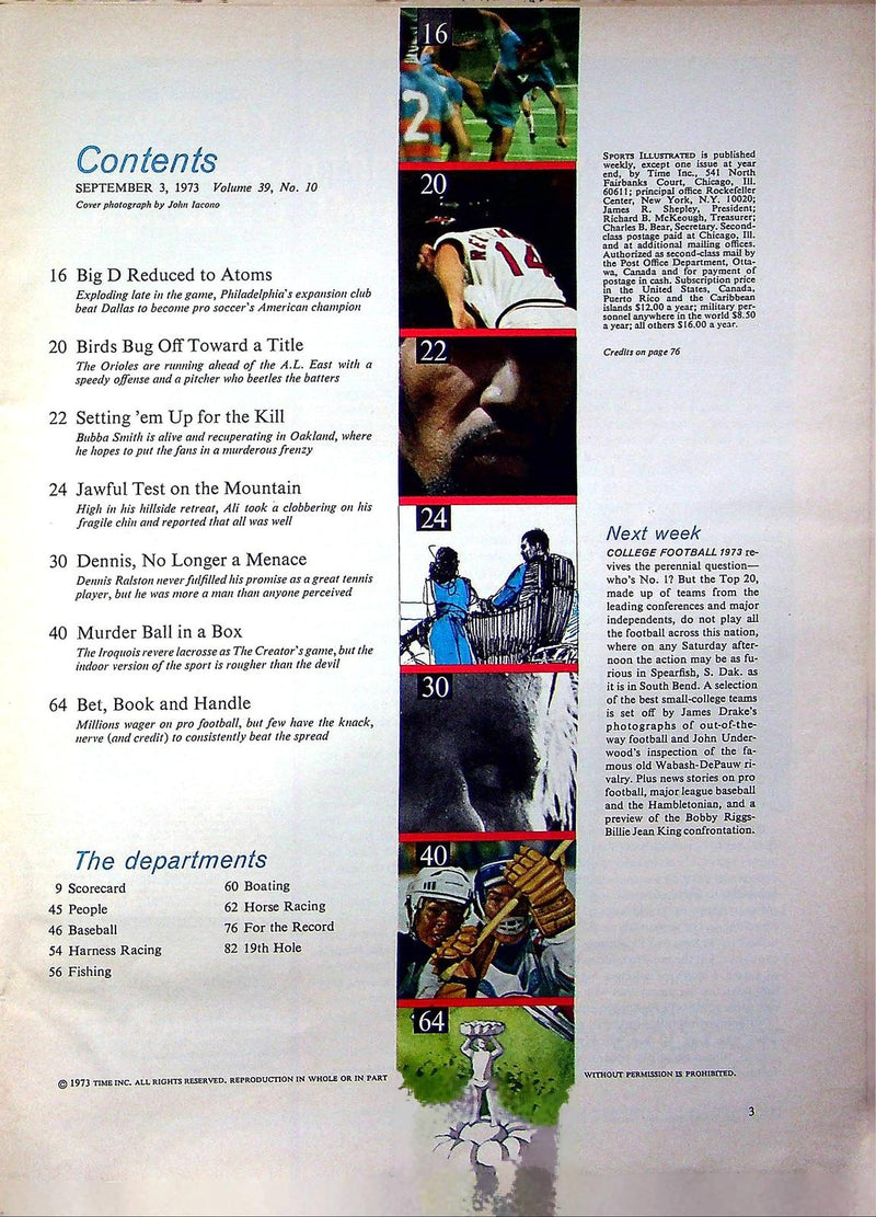 Sports Illustrated Magazine Sept 3 1973 Vol 39 #10 American Soccer Bob Rigby