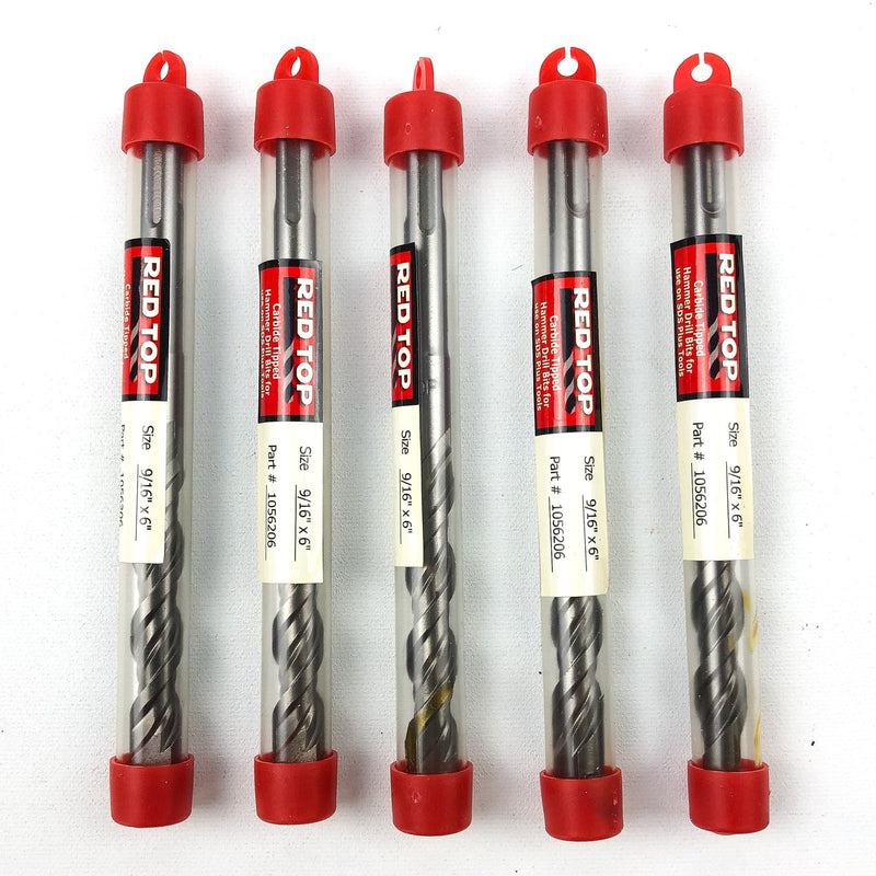Rotary Hammer Drill Bit 9/16"x6" SDS PLUS 3.5" LOC Carbide Tipped Concrete 5PK 6