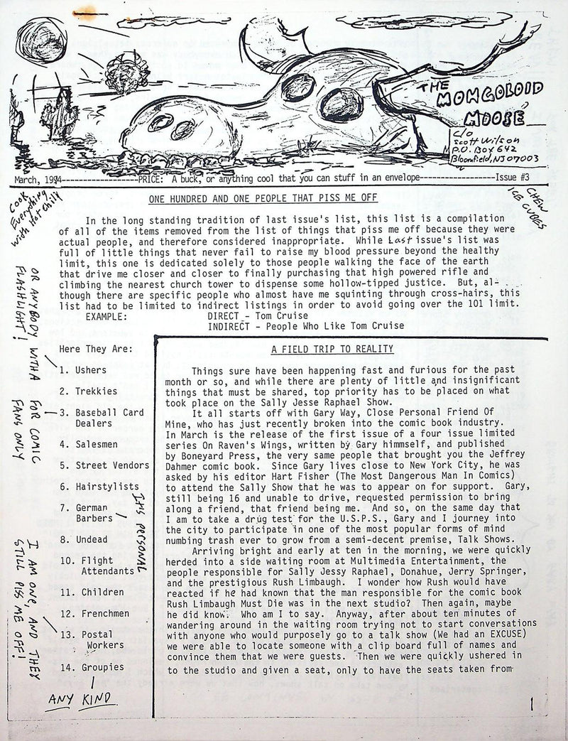 The Mongoloid Moose 1994 Vol 3 # Underground Humor Zine 1