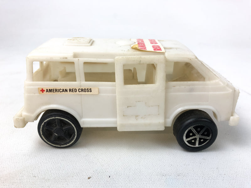 Plastic Ambulance Toy Paramedic American Red Cross Van White Door Opens