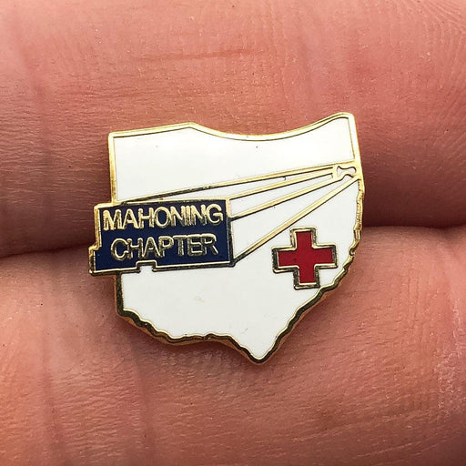 American Red Cross Lapel Pin Mahoning Chapter Ohio State Outline 1