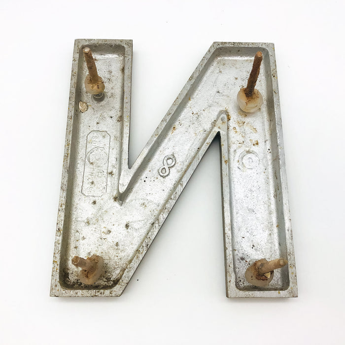 Cast Aluminum Letter N 8" Sign Spanjer Bro Chicago Brushed Architectural Salvage