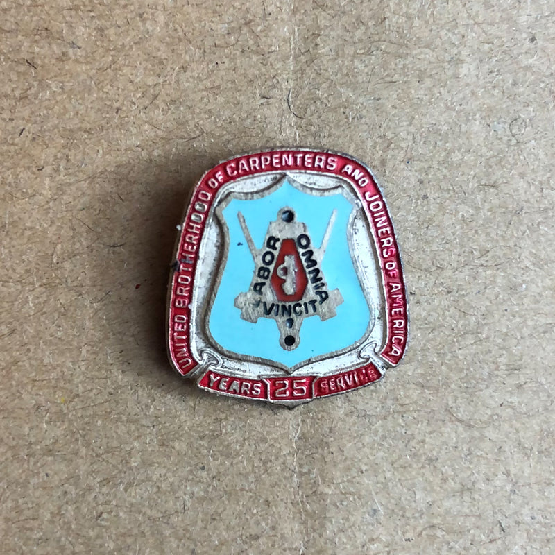 United Brothers of Carpenter's & Joiner's Lapel Pin 25 Years Service Sterling 1