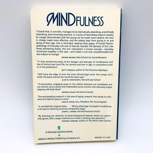 Mindfulness Paperback Ellen J Langer 1989 Attention Consciousness Beliefs Action 2