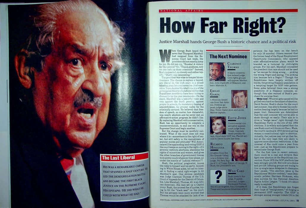 Newsweek Magazine July 8 1991 Iraq Nuclear Threat Thurgood Marshall Resigns