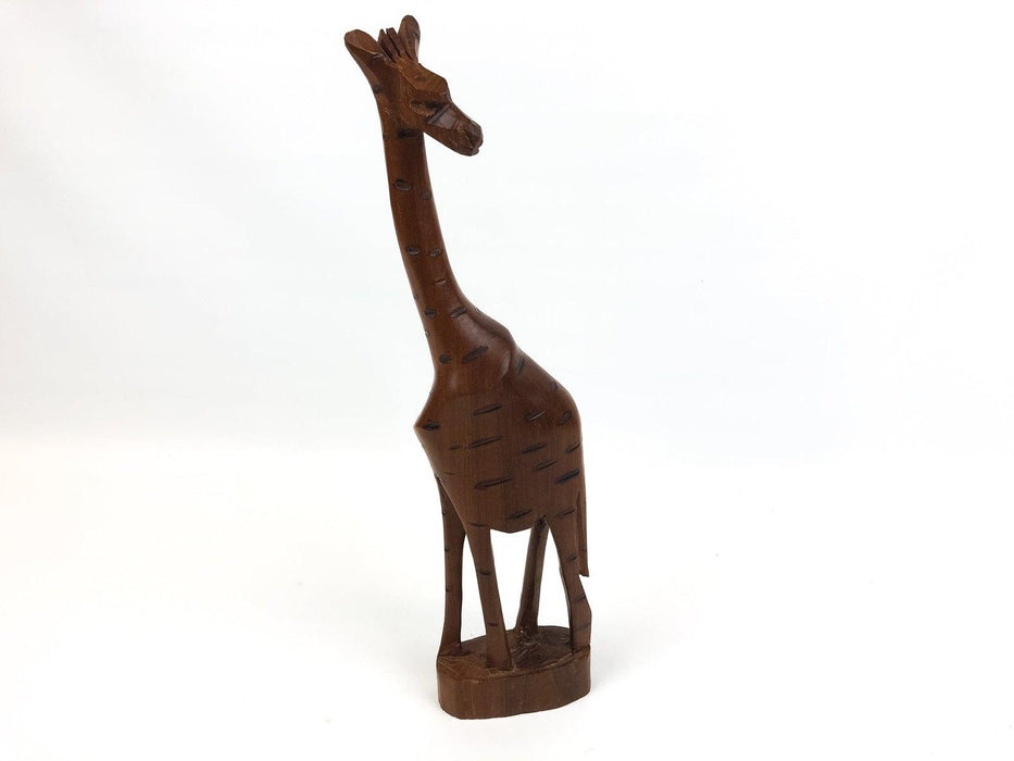 Wooden Giraffe Figurine Sculpture African Safari Hand Carved Teak Tall Thin 14" 2