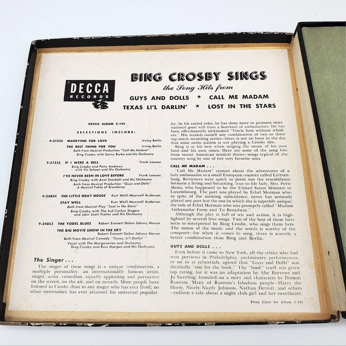 Bing Crosby Sings Songs From Broadway Plays 4x EP Record Decca 1950 9-144 4