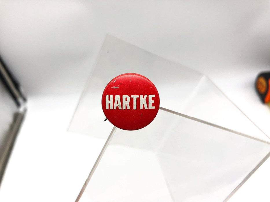 Hartke Politician Button Pinback 3/4" Senate President Indiana Vintage Red White 3