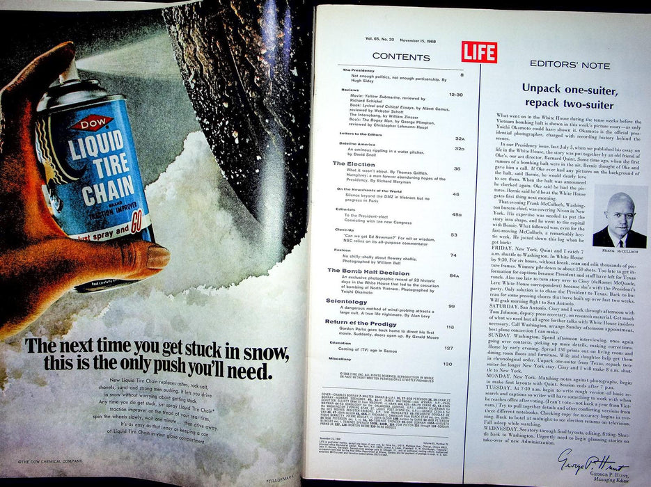 Life Magazine November 1968 President Richard Nixon Era Vietnam Bombing Ends