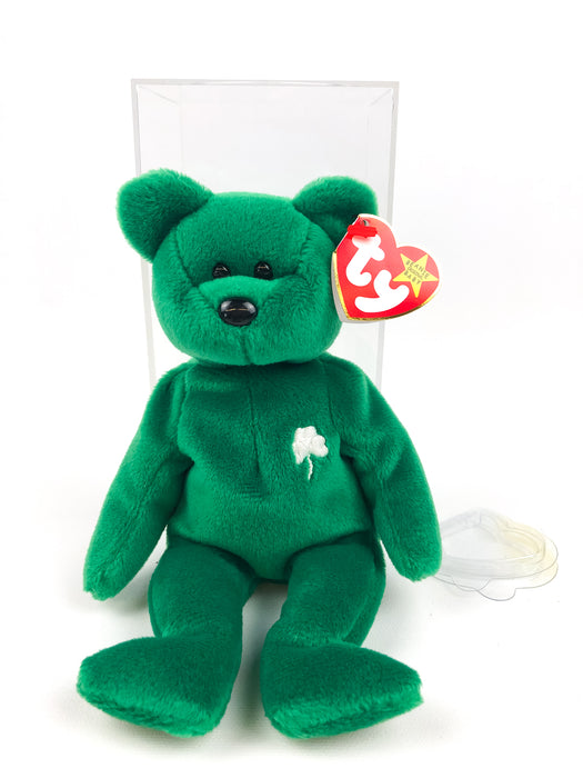 Erin The Bear TY Beanie Baby w/ Many Errors Lucky Shamrock Green 1997 RETIRED