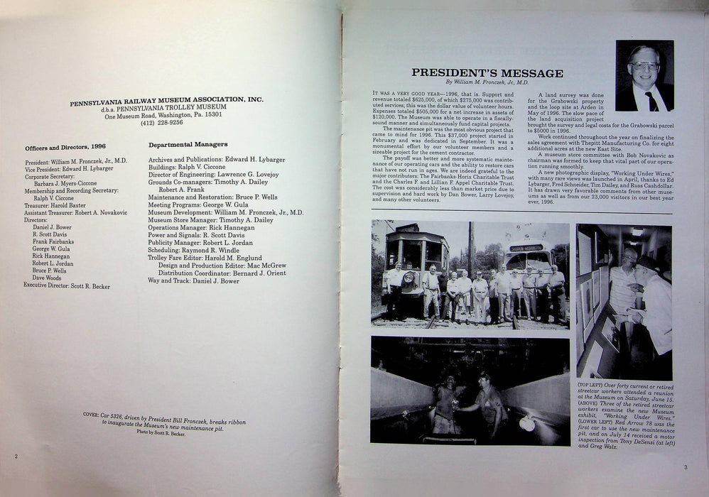 Pensylvania Trolley Museum Annaul Report 1996 Car 5326 Used Maintenance Pit