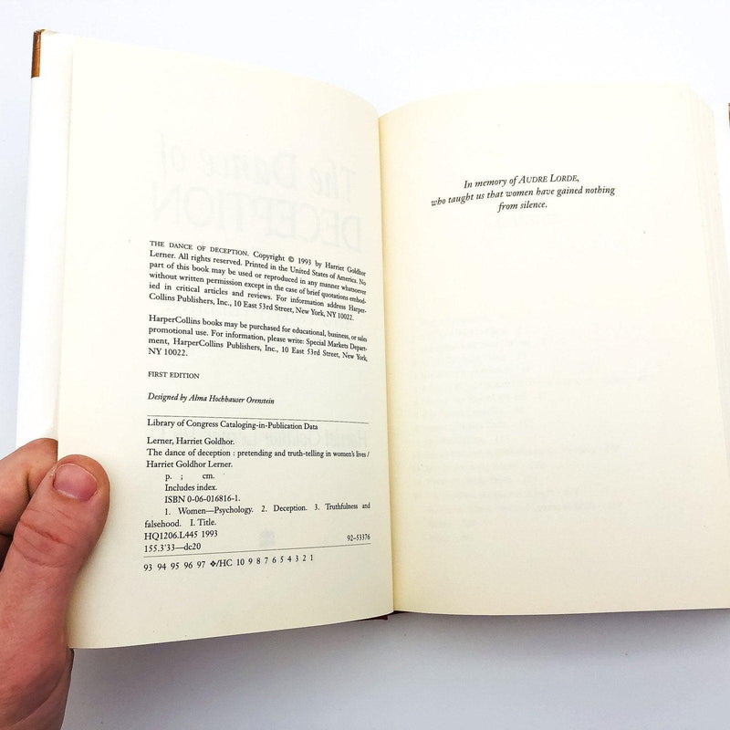The Dance Of Deception Hardcover Harriet Goldhor Lerner PHD 1993 Women Psych 8