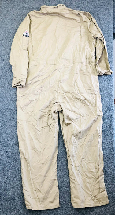 Mens Coveralls Jumpsuit Romper Flame Resistant FR Bulwark 52-RG Long Sleeve Tan