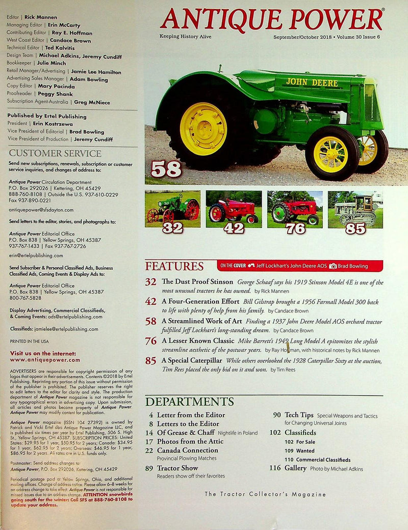 Antique Power Magazine October 2018 Vol 30 # 6 37 John Deere AOS