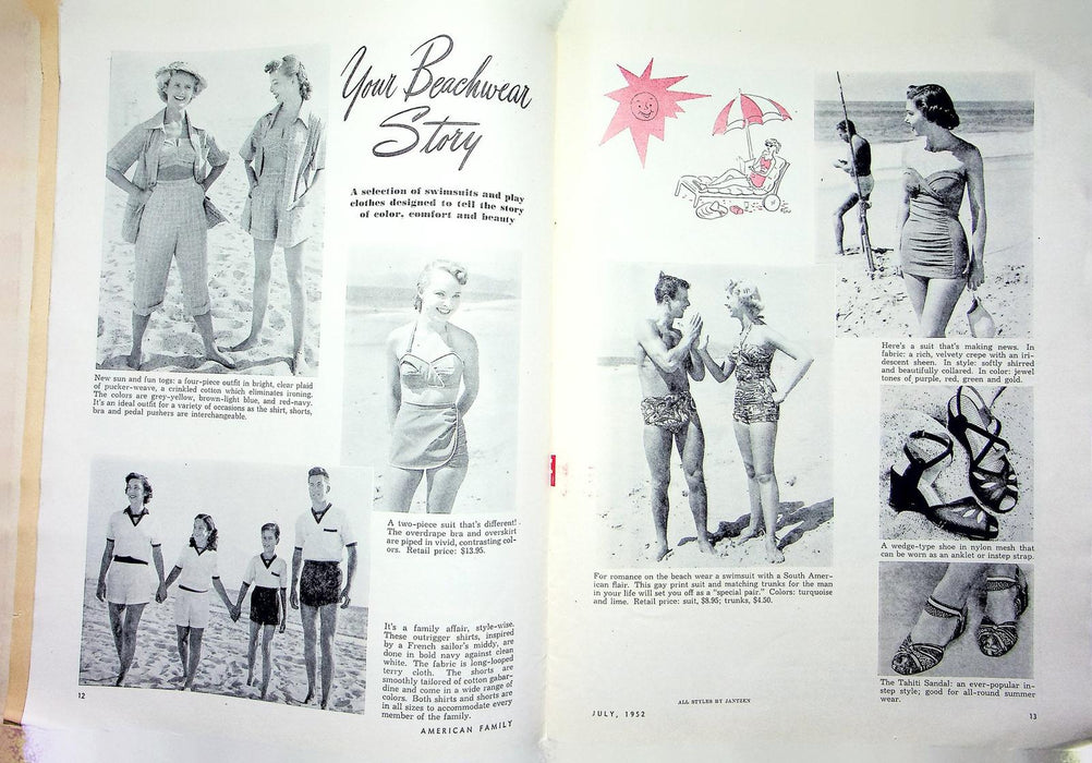 The American Family Magazine July 1952 Beachwear Story Swimwear Bathing Suits