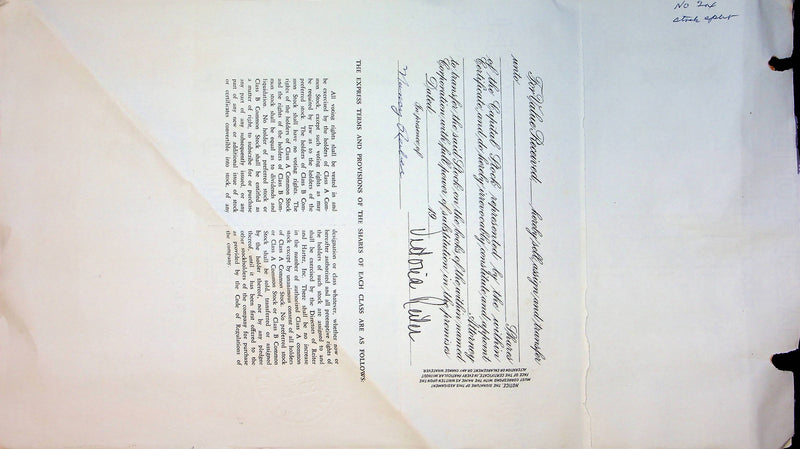 Reiter Dairy Company Stock Certificate Bond Scripophilly Akron Ohio 1965 No 202