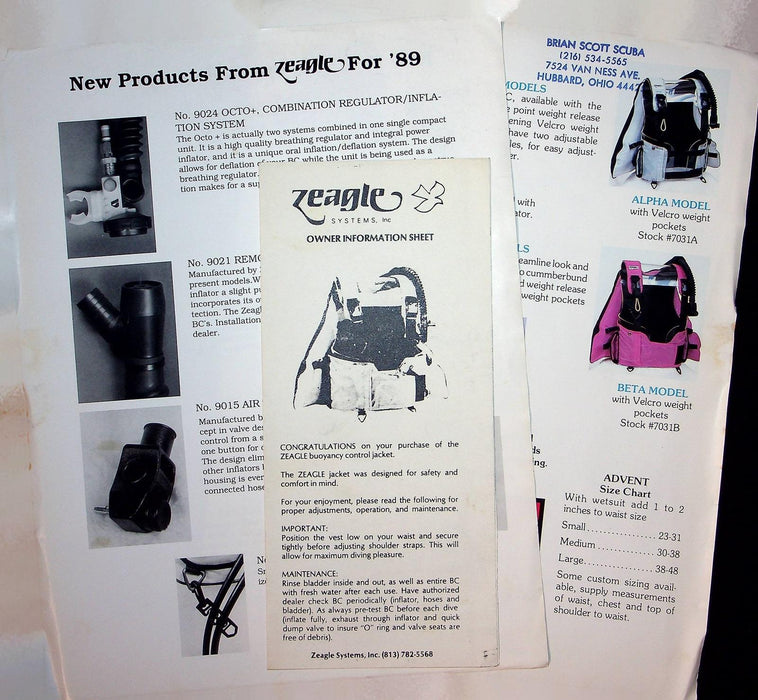 Vintage Zeagle 1989 New Product and Owner Information Sheets 1