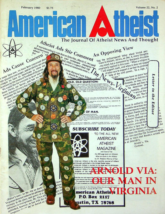 American Atheist Magazine February 1980 Arnold Via Bob Mangus John Sarvas