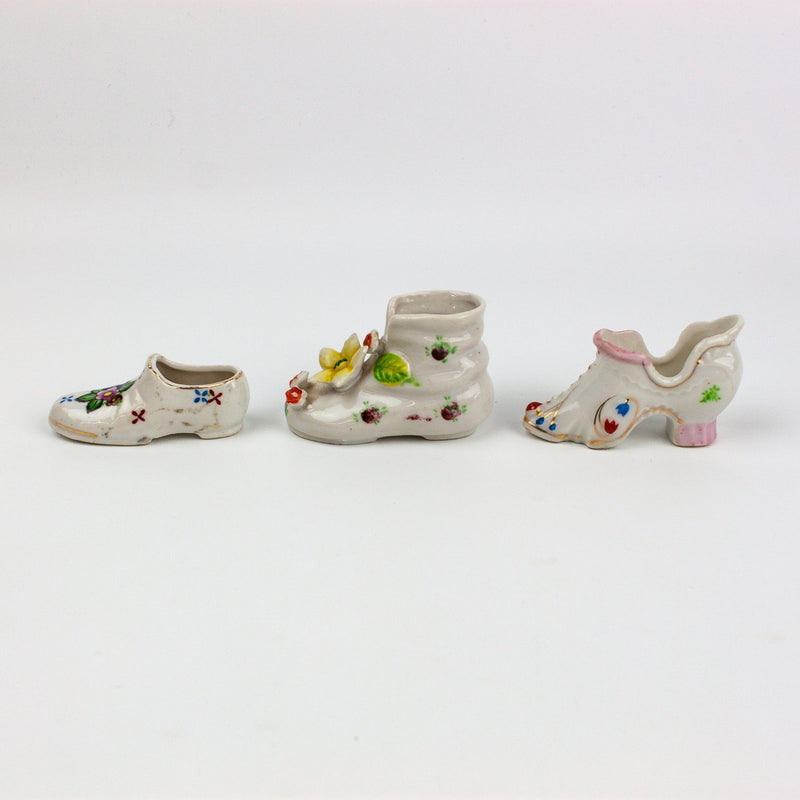 Occupied Japan Mini Shoe, High Heel, Boot w/ Floral Flowers 2 Inches 2