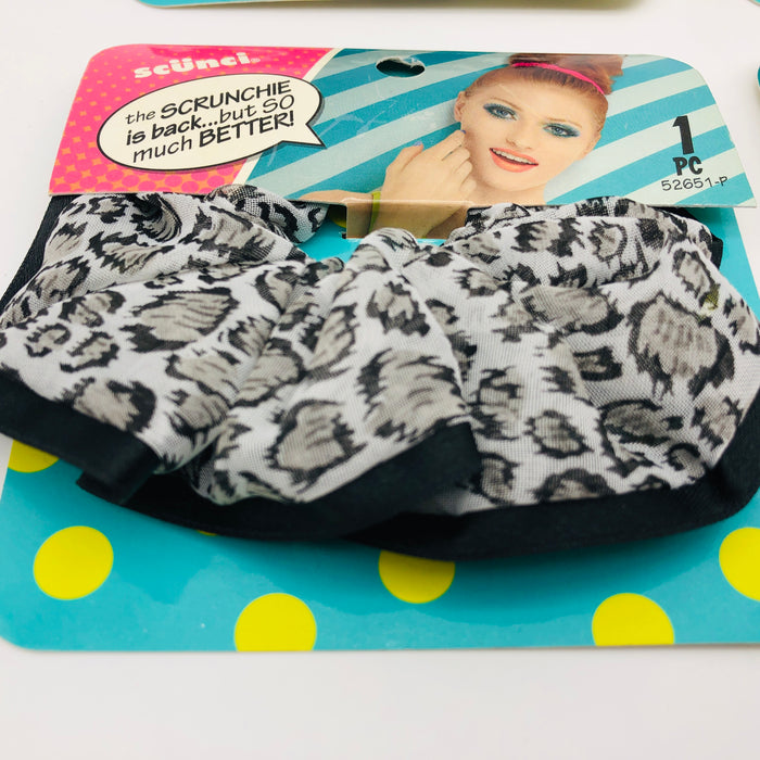 6-Pack Scunci Original Scrunchies Hair Ties Black Polka Dotted Animal 52651P