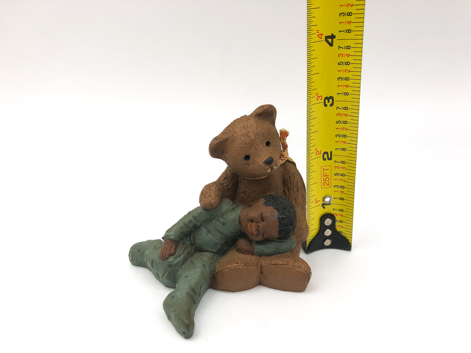All Gods Children Figurine Paddy & Luke M Holcombe 1987 Boy Asleep Teddy Bear 8
