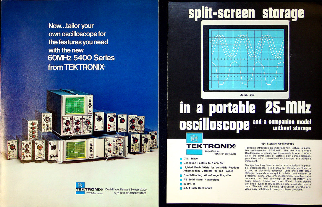 1973 Tektronix 5400 Series & 434 Storage Oscilloscope Brochures