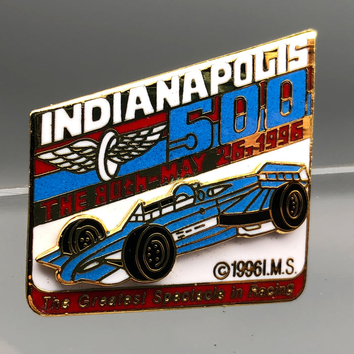 Vintage Indianapolis 500 Lapel Pin 80th May 26 1996 Enamel Indy 3D Racecar Blue