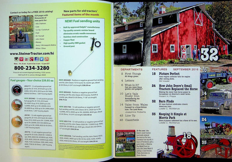Farm Collector Magazine September 2016 Vol 19 # 1 Lanz Bulldog