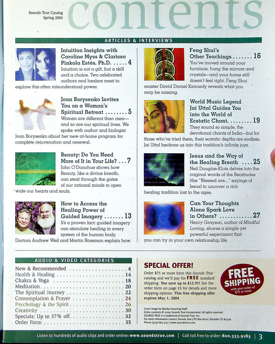 Sounds True Spring 2004 Catalog Healing & Spirituality Audio & Video Products