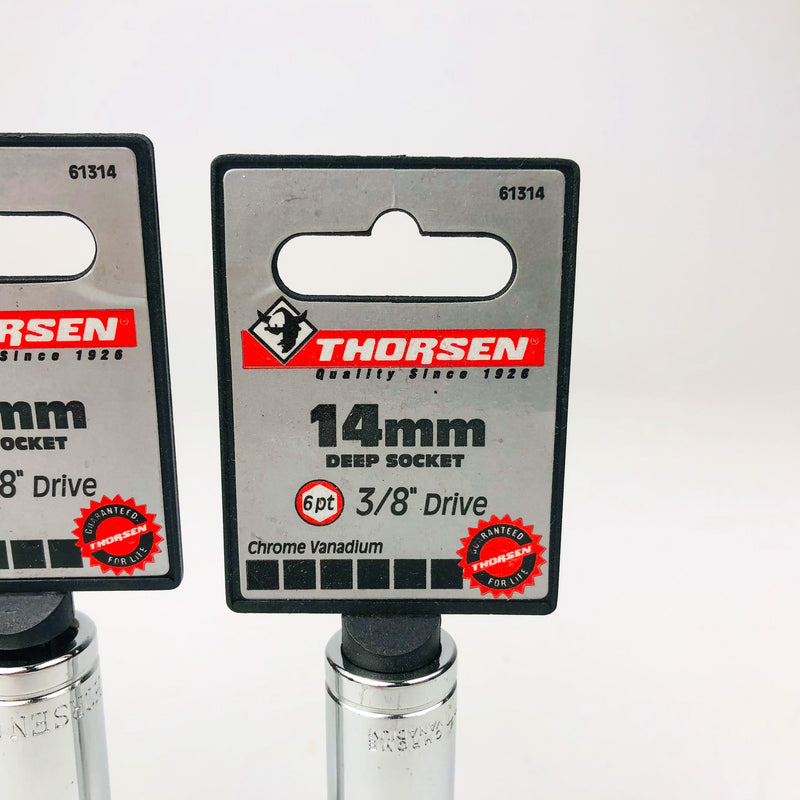 3ct 14mm Deep Socket 3/8 Drive 6 Point Metric Chrome Vanadium Thorsen 61314 New