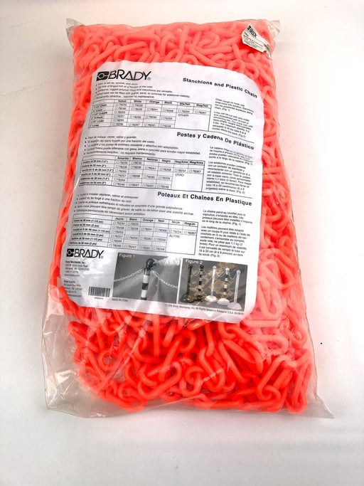 Plastic Safety Warning Chain Barrier Orange 100ft Polyethylene 2" Brady Y70238 2