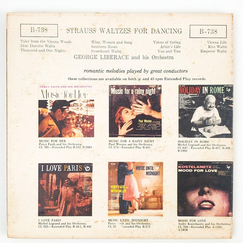 George Liberace Strauss Waltzes For Dancing Record 45 RPM 3x EP Columbia 1955 2