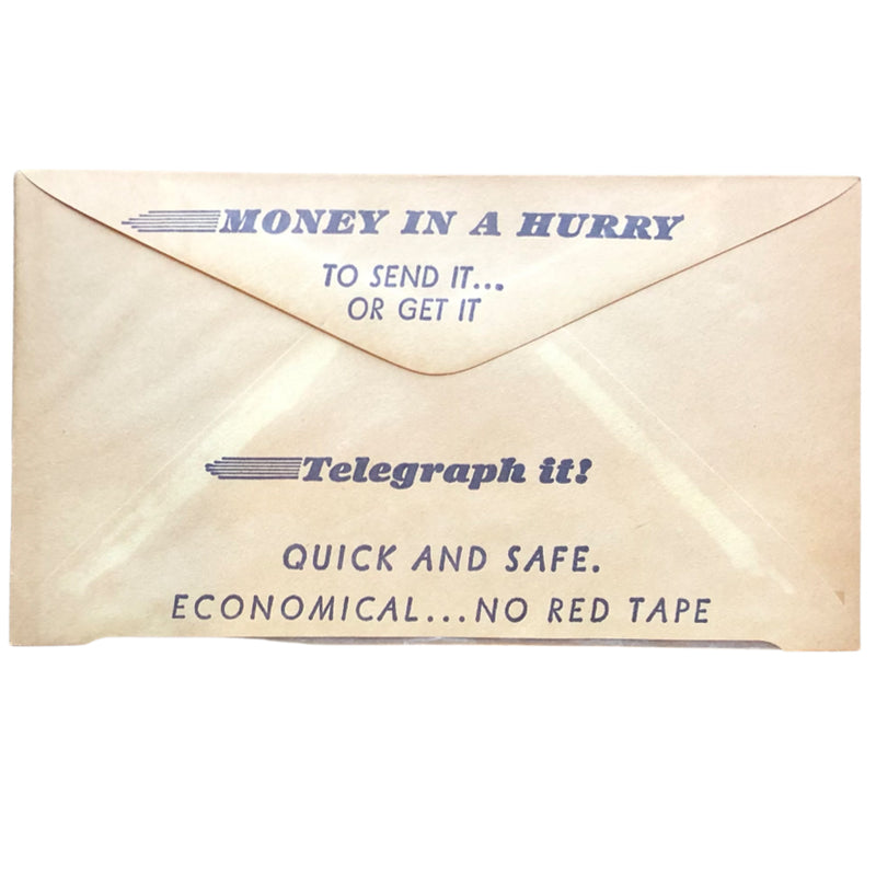 Vintage Western Union Telegram Envelope Blue Ink Form 4630-PD Envelope Only