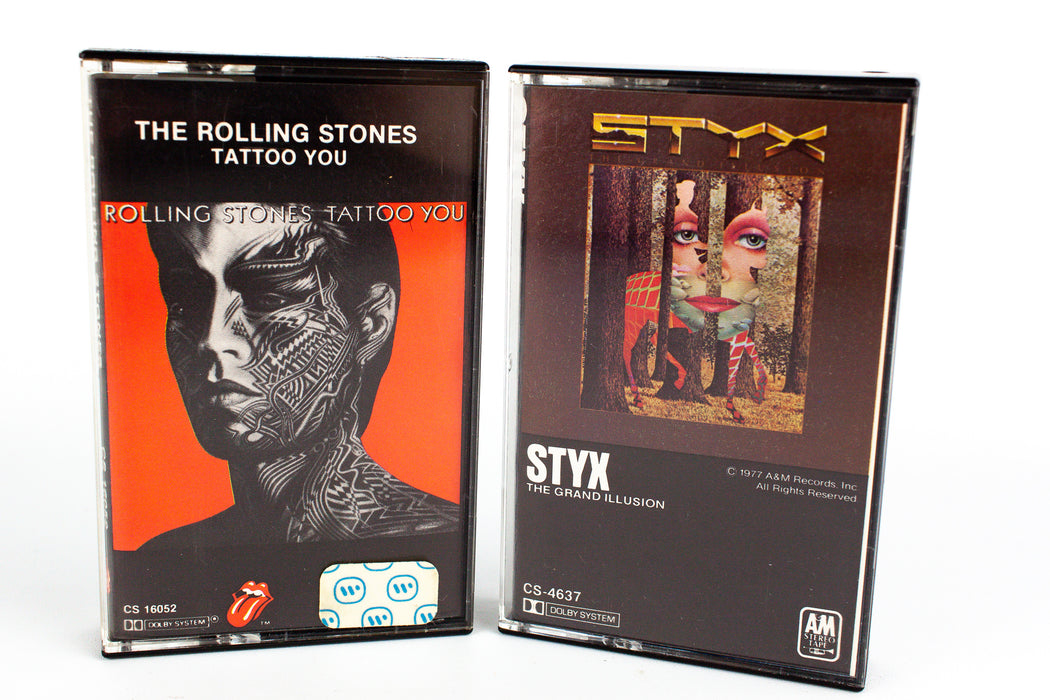 The Rolling Stones & Styx Cassette Tapes Lot Tattoo You + The Grand Illusion 3