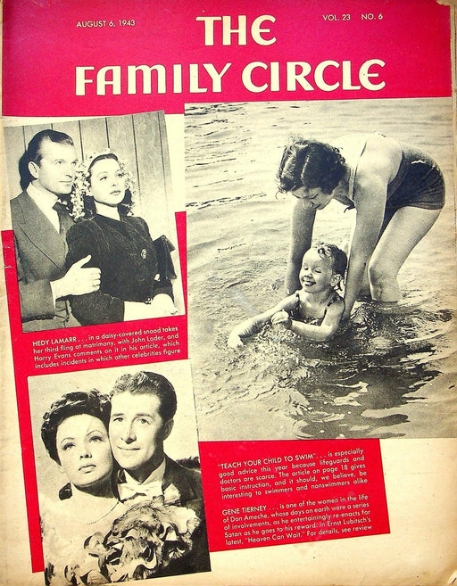 The Family Circle Magazine August 6 1943 Hedy Lamarr, Gene Tierney 1