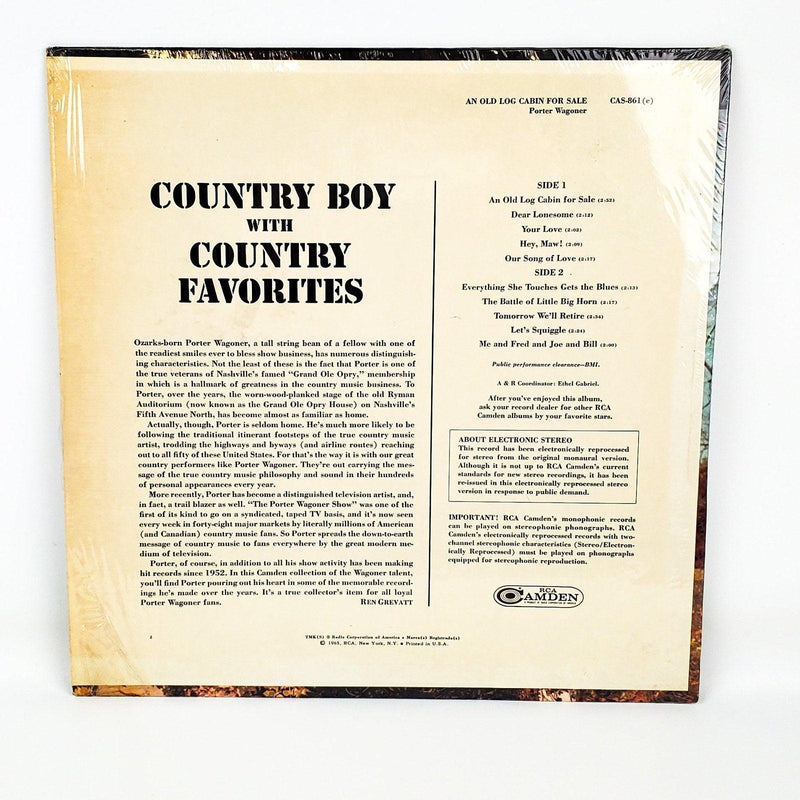 Porter Wagoner An Old Log Cabin For Sale Record 33 RPM LP CAS-861 e RCA 1965 2